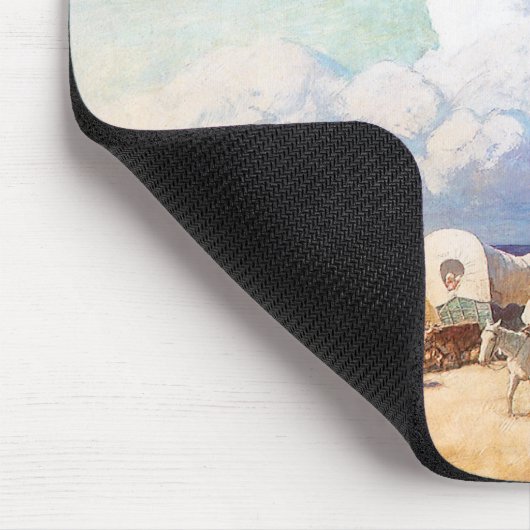 ヴィンテージ西カウボーイ、ワイエスの幌馬車 マウスパッド (コーナー)