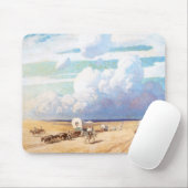 ヴィンテージ西カウボーイ、ワイエスの幌馬車 マウスパッド (マウス)