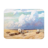 ヴィンテージ西カウボーイ、ワイエスの幌馬車 マグネット (横)