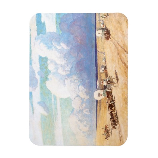 ヴィンテージ西カウボーイ、ワイエスの幌馬車 マグネット (縦)