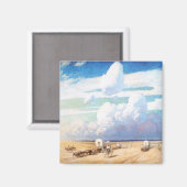 ヴィンテージ西カウボーイ、ワイエスの幌馬車 マグネット (正面/裏面)