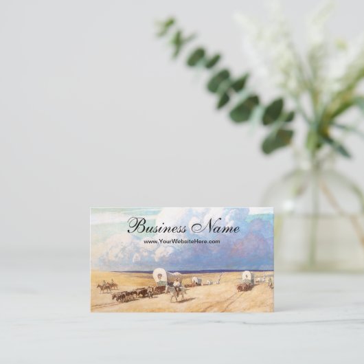 ヴィンテージ西カウボーイ、ワイエスの幌馬車 名刺 (スタンド正面)