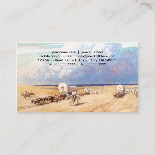 ヴィンテージ西カウボーイ、ワイエスの幌馬車 名刺 (裏面)