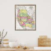 ヴィンテージ西カリフォルニア州オレゴンの地図 ポスター (キッチン)