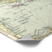 ヴィンテージ西カリブのインディの地図 ポスター (角)