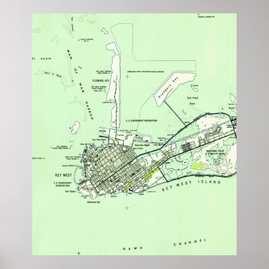 ヴィンテージ西フロリダ州鍵の地図（1943年） ポスター (正面)