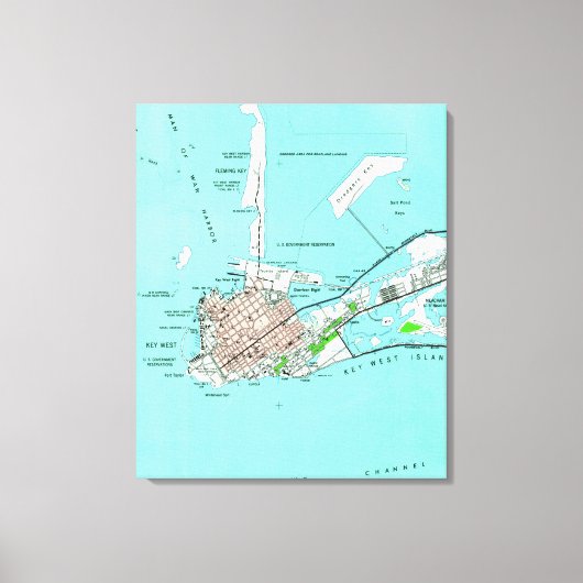 ヴィンテージ西フロリダ州鍵の地図(1962) キャンバスプリント (正面)