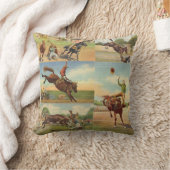 ヴィンテージ西ロデオイベントカウボーイズ馬牛 クッション (ブランケット)