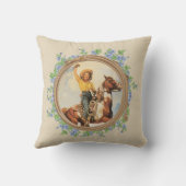 ヴィンテージ西女性のカーボーイウマとロープフラワー クッション (裏面)