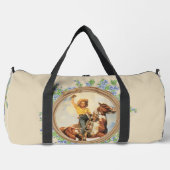 ヴィンテージ西女性のカーボーイウマとロープフラワー ダッフルバッグ (正面)