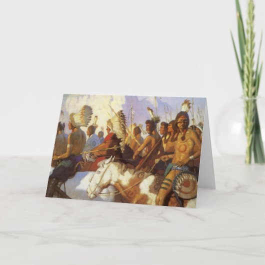 ヴィンテージ西洋美術インディアン戦争パーティーby NC Wyeth カード (正面)