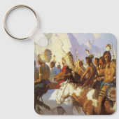 ヴィンテージ西洋美術インディアン戦争パーティーby NC Wyeth キーホルダー (正面)
