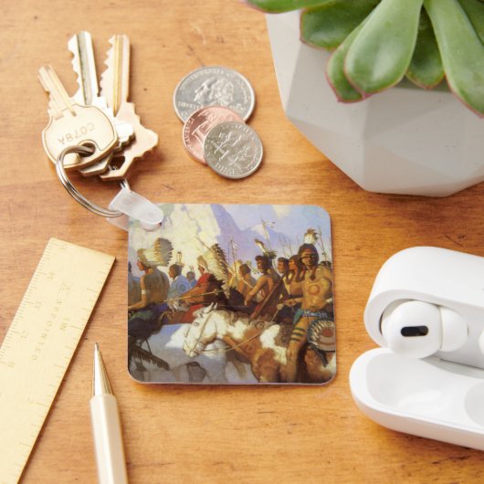 ヴィンテージ西洋美術インディアン戦争パーティーby NC Wyeth キーホルダー (デスク)