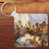 ヴィンテージ西洋美術インディアン戦争パーティーby NC Wyeth キーホルダー (正面)