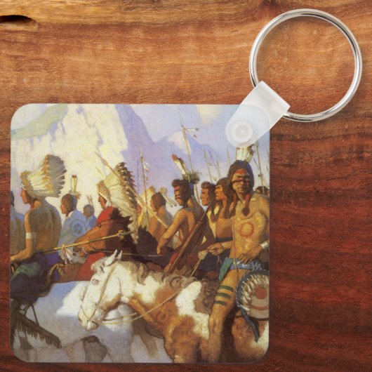 ヴィンテージ西洋美術インディアン戦争パーティーby NC Wyeth キーホルダー (裏面)