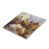 ヴィンテージ西洋美術インディアン戦争パーティーby NC Wyeth タイル (側面)