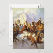 ヴィンテージ西洋美術インディアン戦争パーティーby NC Wyeth ポストカード (正面/裏面)