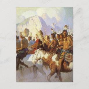 ヴィンテージ西洋美術インディアン戦争パーティーby NC Wyeth ポストカード