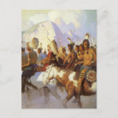 ヴィンテージ西洋美術インディアン戦争パーティーby NC Wyeth ポストカード (正面)