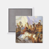 ヴィンテージ西洋美術インディアン戦争パーティーby NC Wyeth マグネット (正面/裏面)