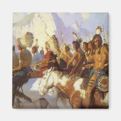 ヴィンテージ西洋美術インディアン戦争パーティーby NC Wyeth マグネット (正面)