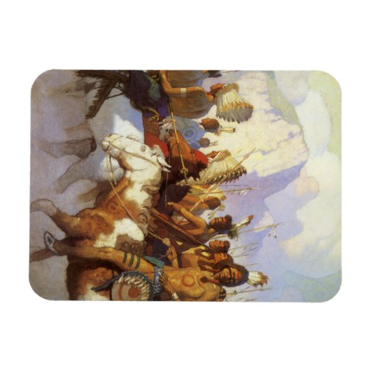 ヴィンテージ西洋美術インディアン戦争パーティーby NC Wyeth マグネット (横)