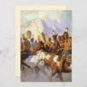 ヴィンテージ西洋美術インディアン戦争パーティーby NC Wyeth 招待状 (正面/裏面)