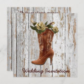 ヴィンテージ西部のカウボーイ結婚ズ 招待状 (正面/裏面)