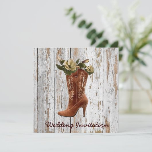 ヴィンテージ西部のカウボーイ結婚ズ 招待状 (スタンド正面)