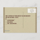 ヴィンテージ西部の国カウボーイウェディングRSVP インビテーションポストカード (裏面)