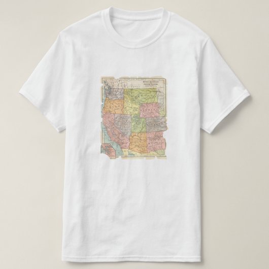 ヴィンテージ西部の州の地図 Tシャツ (デザイン正面)