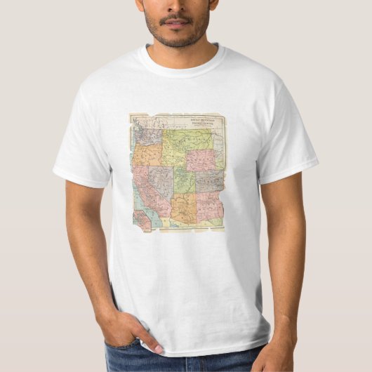 ヴィンテージ西部の州の地図 Tシャツ (正面)