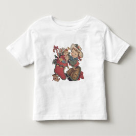ヴィンテージ西部カウガール子供とクリスマスストッキング トドラーTシャツ