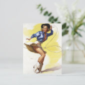 ヴィンテージ西部カウガール ピンアップガール ポストカード (スタンド正面)