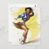 ヴィンテージ西部カウガール ピンアップガール ポストカード (正面/裏面)