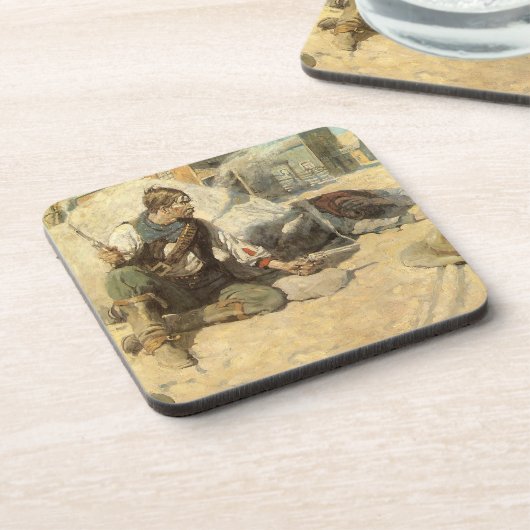 ヴィンテージ西部カウボーイ、ホパロング by NC ワイエス コースター (左側)