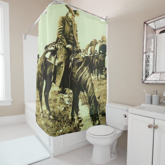 ヴィンテージ西部テキサス州カウボーイトレイルライドホース シャワーカーテン (インサイチュ)