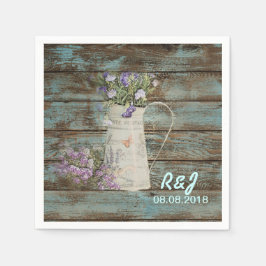 ヴィンテージ西部フローラバーンウッド結婚バーズ スタンダードカクテルナプキン