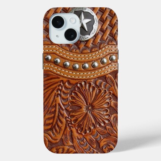 ヴィンテージ西部国柄のスタッフレザー Case-Mate iPhoneケース (裏面)