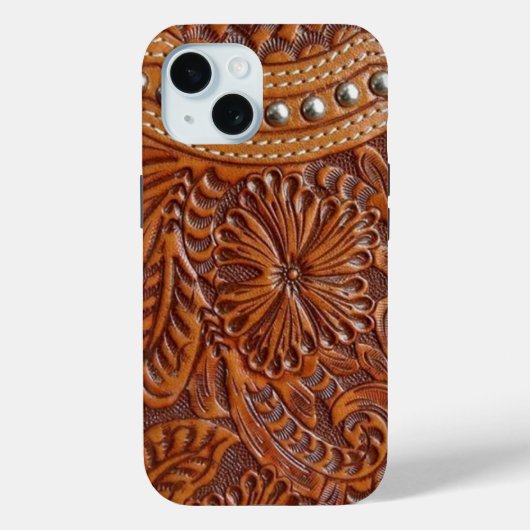 ヴィンテージ西部国柄のスタッフレザー Case-Mate iPhoneケース (裏面)