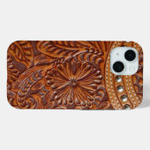 ヴィンテージ西部国柄のスタッフレザー Case-Mate iPhoneケース (裏面 (横))