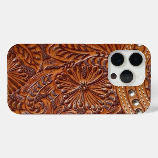 ヴィンテージ西部国柄のスタッフレザー Case-Mate iPhoneケース (裏面 (横))