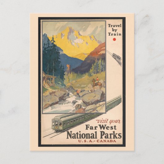 ヴィンテージ西部国立公園の鉄道による旅行 ポストカード (正面)