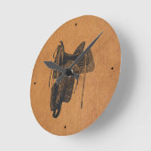 ヴィンテージ西馬鞍 ラウンド壁時計 (傾斜)