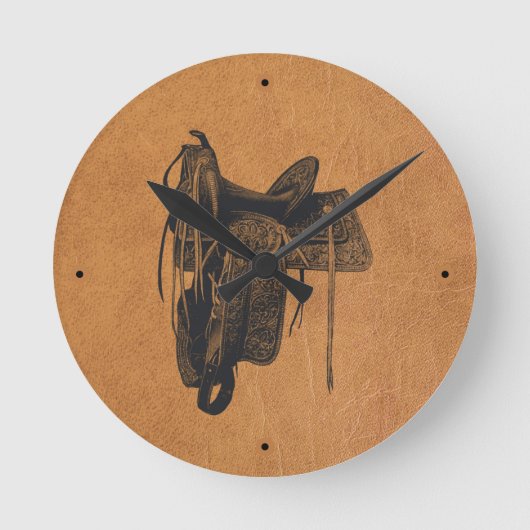 ヴィンテージ西馬鞍 ラウンド壁時計 (正面)