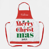 ヴィンテージ要素を持つメリークリスマスタイポグラフィ エプロン (正面)