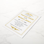 ヴィンテージ要素及びタイポグラフィ結婚金ゴールド 箔招待状 (回転した状態)