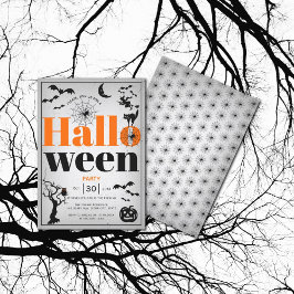 ヴィンテージ要素大人ハロウィーングレーパーティー 招待状