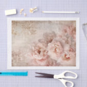 ヴィンテージ見た大きなピンクのバラと文字コラージュ 薄葉紙 (クラフト)