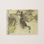 ヴィンテージ見てカモメ様の鳥が岩のパズル ジグソーパズル (横)